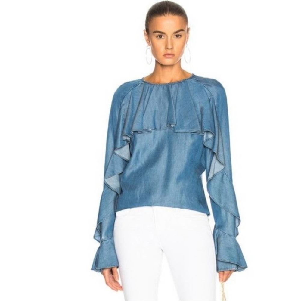Veronica‎ Beard Chambray Shirt Size XS Blue Tencel